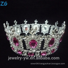 Luxurious Pink Crystal Full Round Pageant Tiara Crowns for pageants